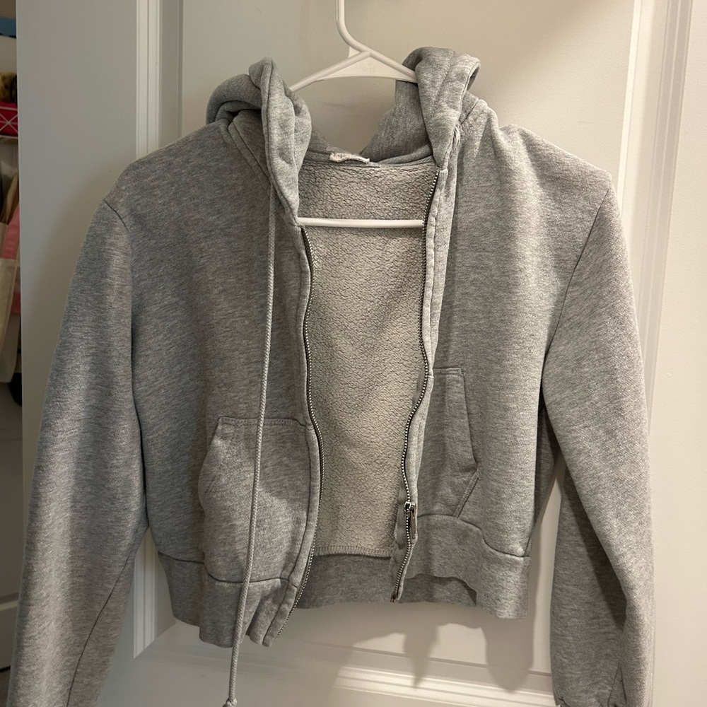 Gray Cropped Hoodie
